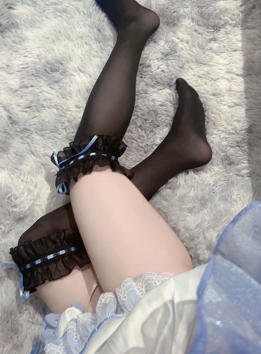柔柔 - 黑色过膝袜 暗黑甜美系长袜